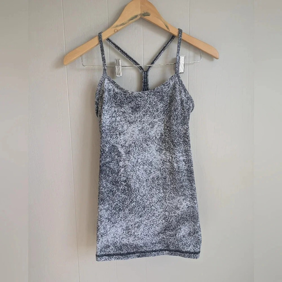 Lululemon Power Y Tank in White Black size‎ 6 Yoga Running Active Performance - Picture 5 of 6